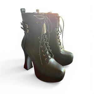 Black Lace-Up Ankle Boots